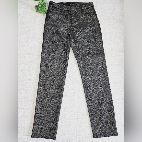 🆕️Banana Republic Modern Sloan Skinny-Fit Gray Metallic Plaid Pant SZ 2 - Picture 2 of 12